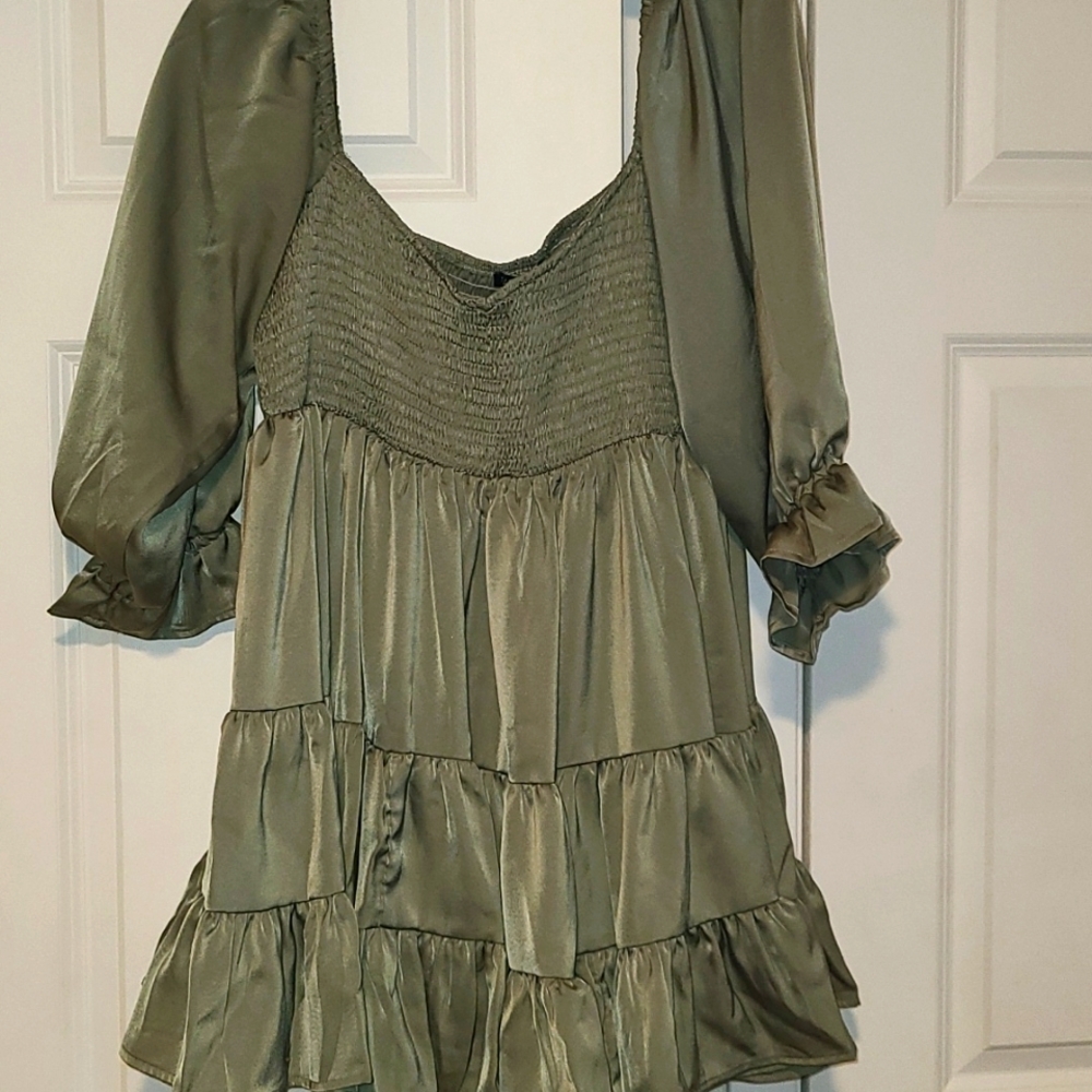 Baby doll olive green dress